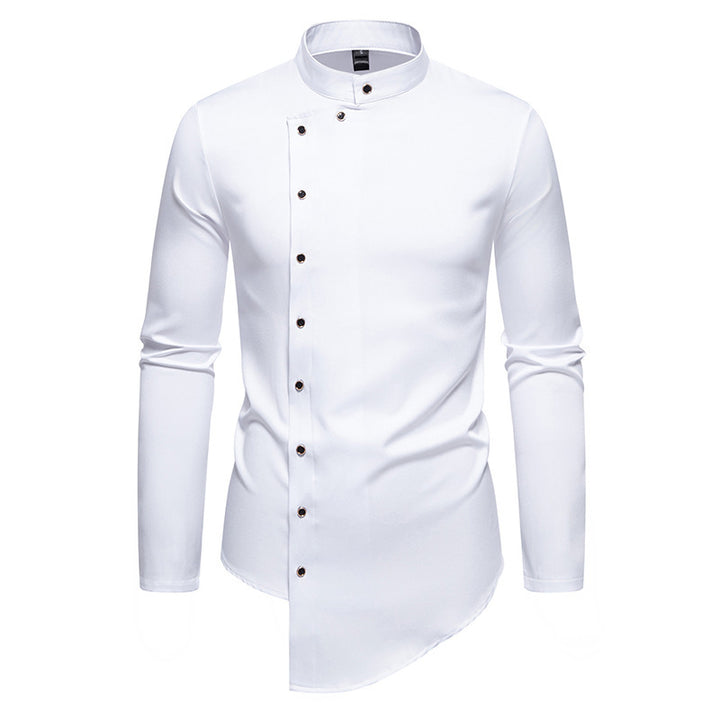 Herren modisches Hemd mit asymmetrischem Knopfdesign und elegantem Kragen Drune