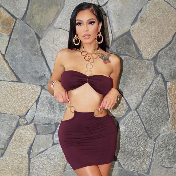 Damen Buntes Bandeau-Minikleid mit seitlichen Cut-Outs und verführerischem Design Drune