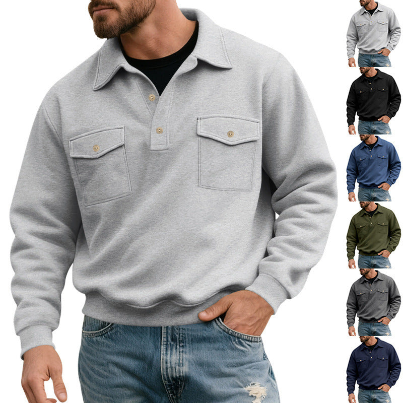 Herren lässiger Pullover mit praktischen Pattentaschen Drune