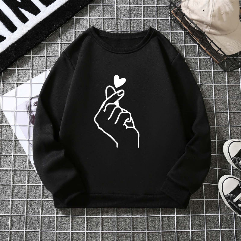 Damen Sweatshirt mit kreativem Handzeichen-Motiv und weichem Innenfutter Drune