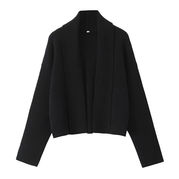 Damen lässige Strickjacke mit offenem Design und V-Ausschnitt Drune