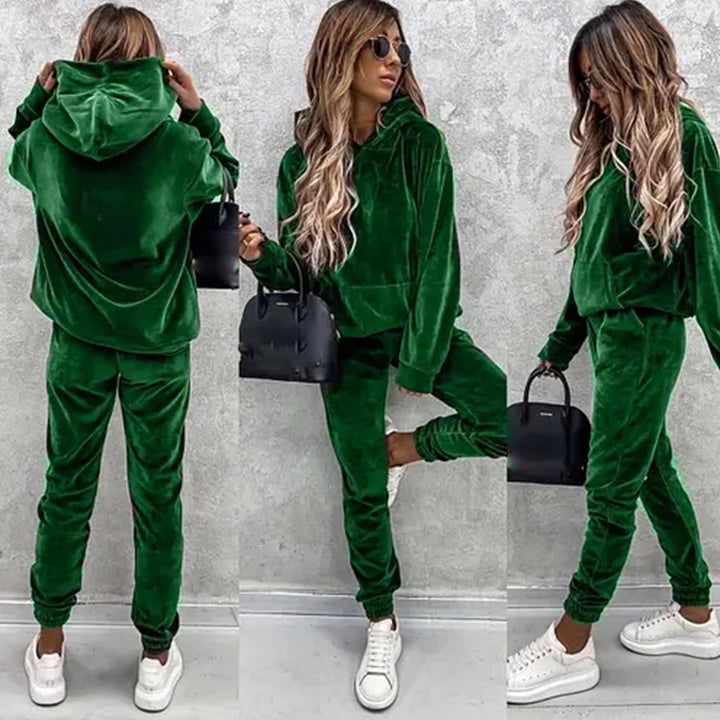 Damen kuscheliges Fleece-Set mit hohem Kragen und elastischen Bündchen Drune