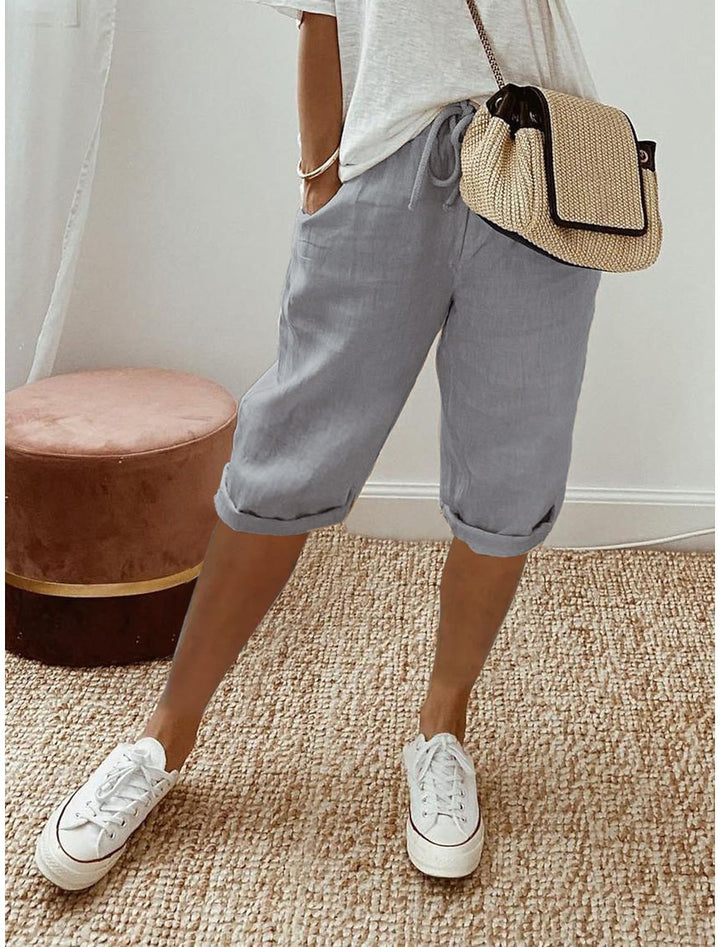 Damen Luftige Leinen Shorts Drune