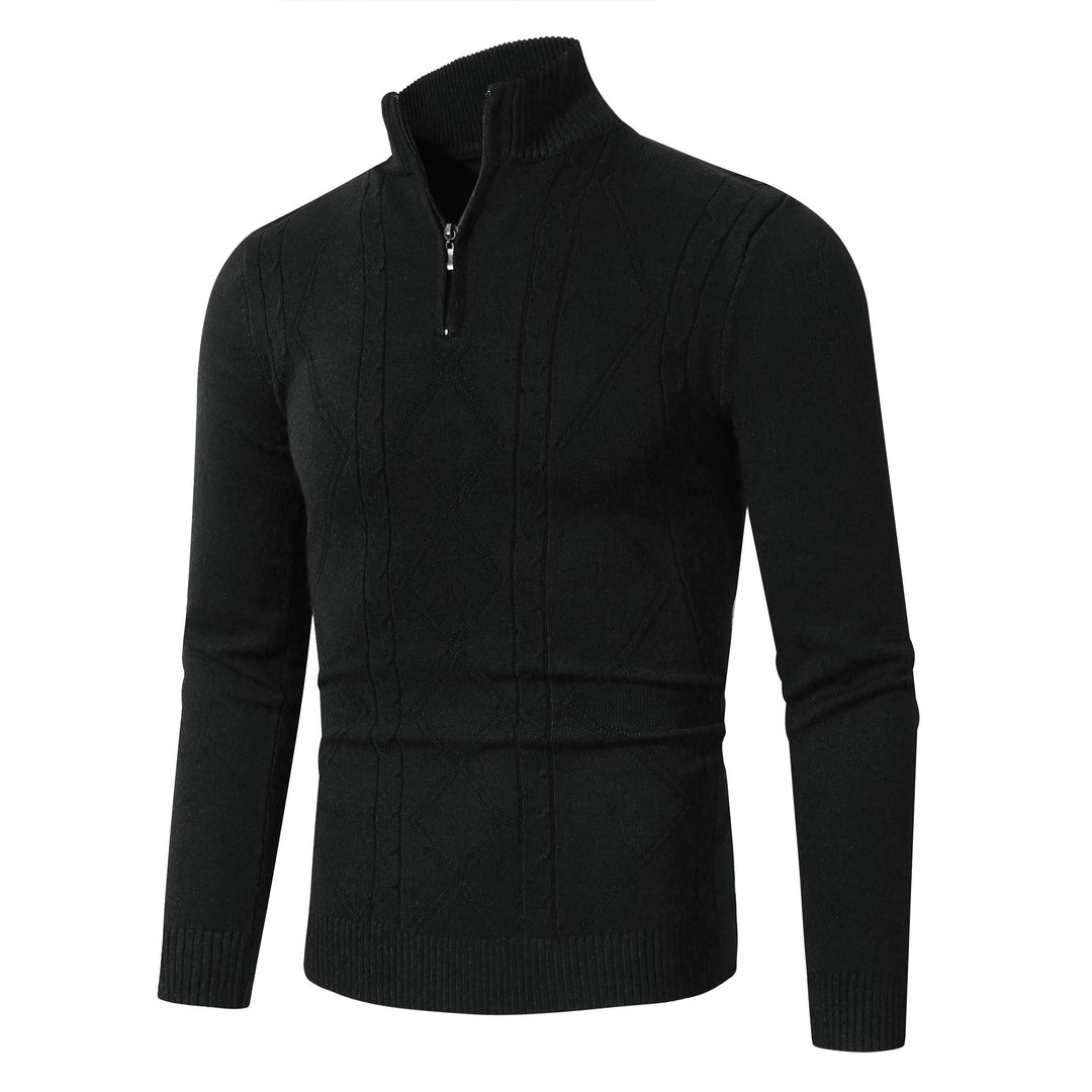 Herren Strickpullover mit modernem Zopfmuster und hohem Stehkragen Drune
