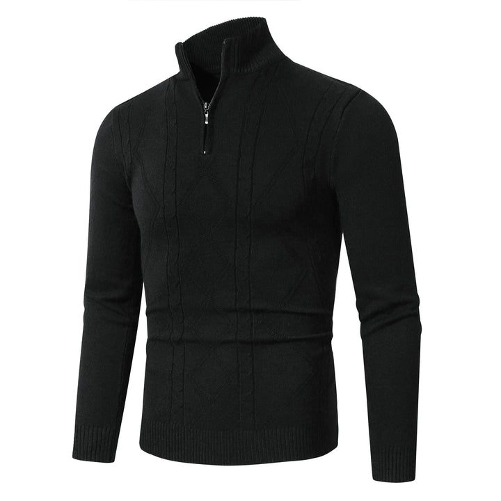 Herren Strickpullover mit modernem Zopfmuster und hohem Stehkragen Drune