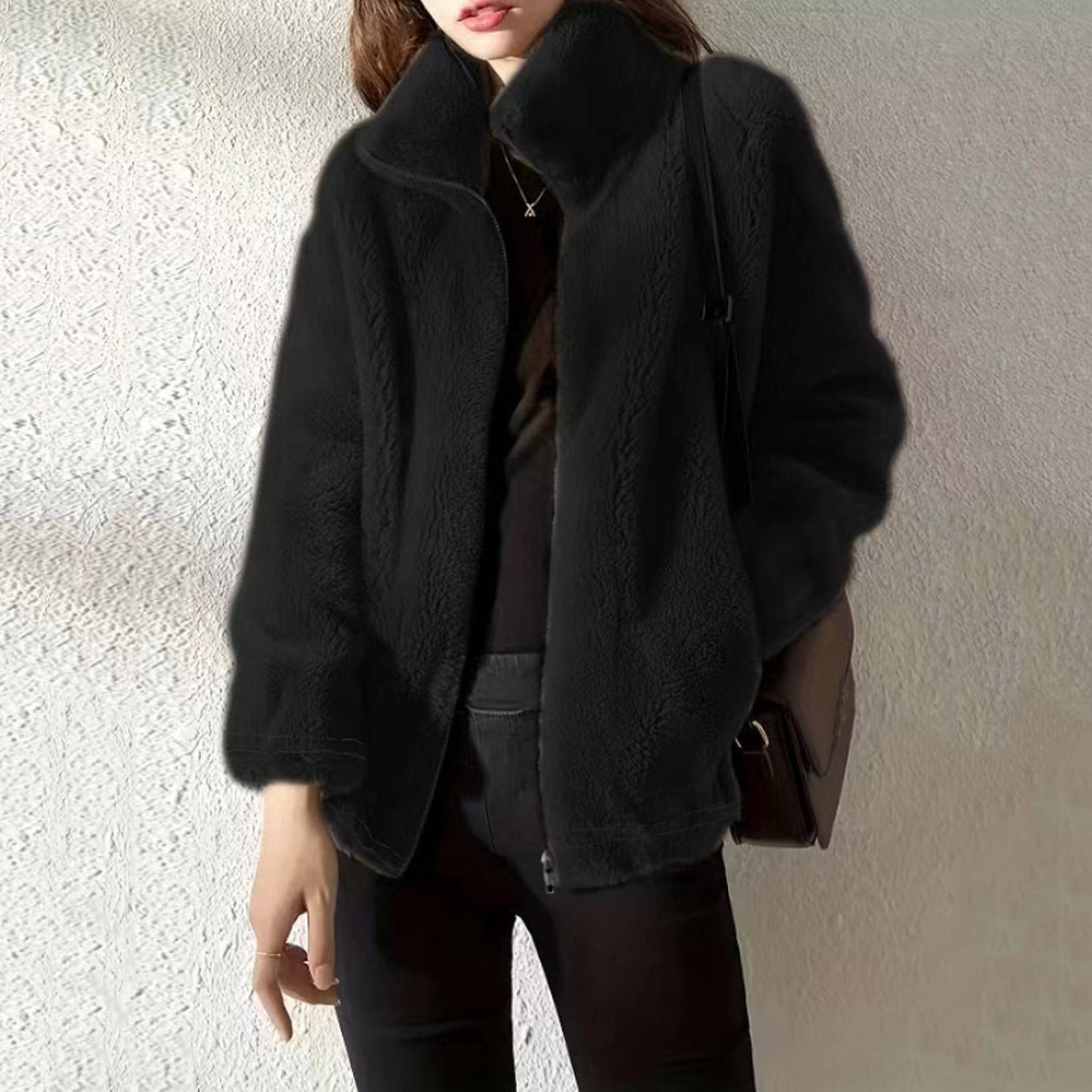 Damen Fleecejacke mit hohem Kragen und Taschen Drune