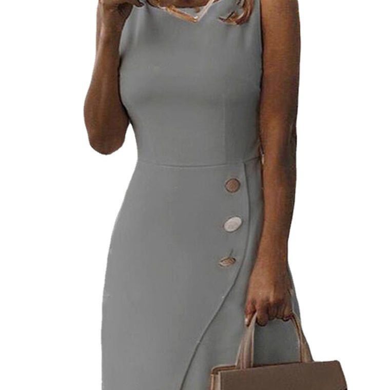 Damen Elegantes Etui-Kleid mit Knopfdetail Drune