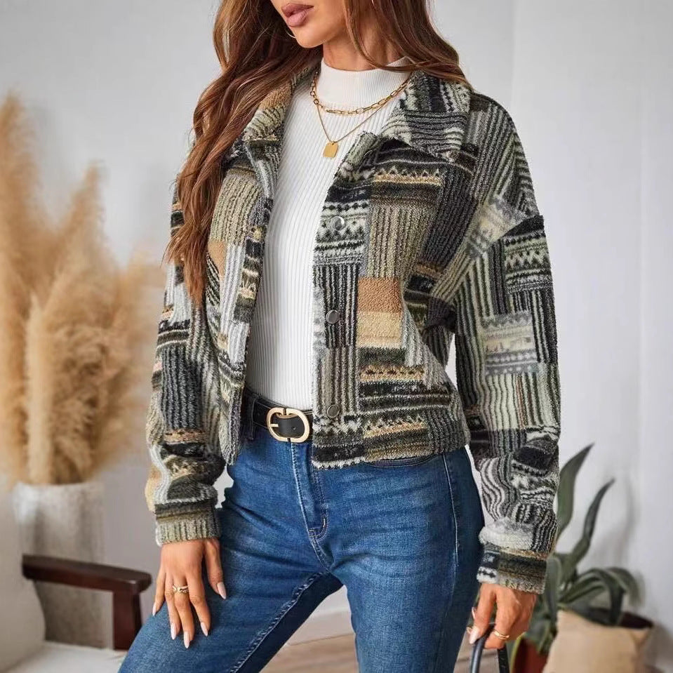 Damen Casual-Jacke mit stilvoller Textur und praktischen Knöpfen Drune