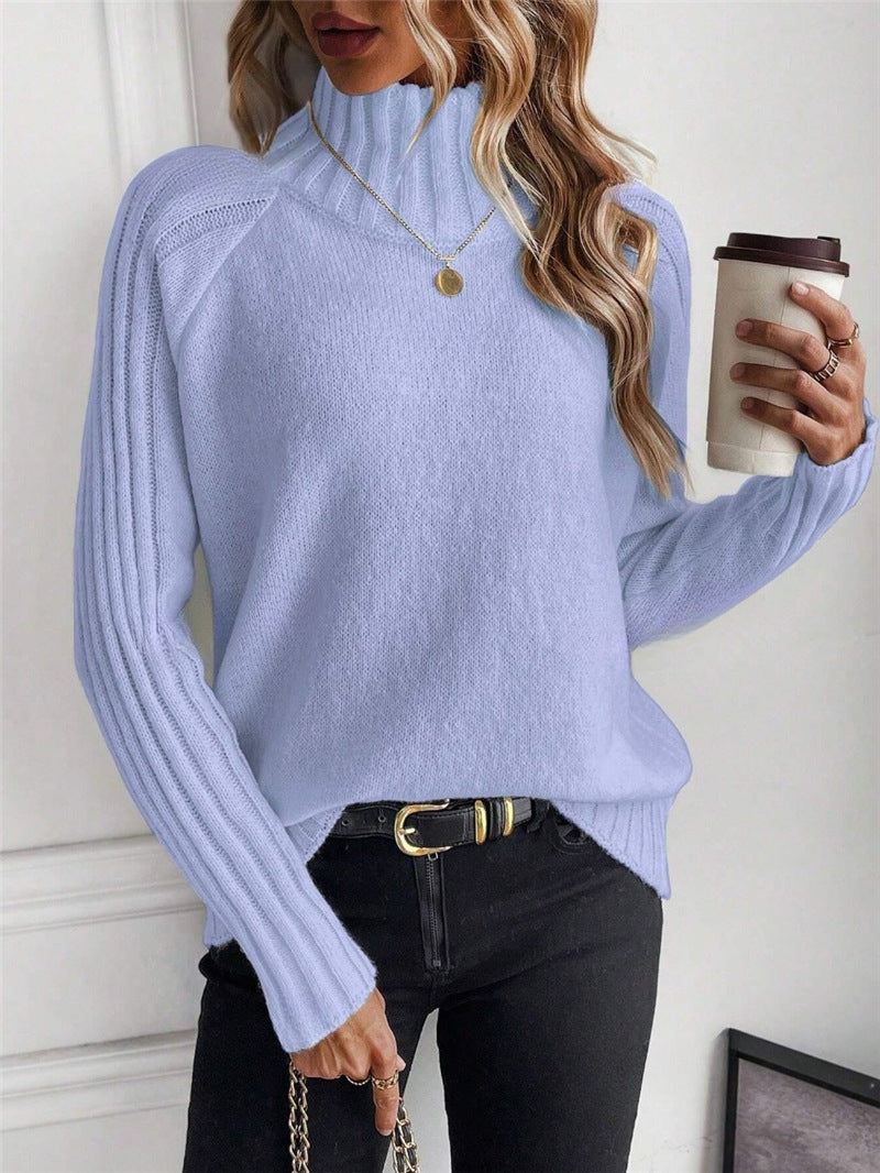 Damen Pullover mit modernem Stehkragen und strukturiertem Rippdesign Drune