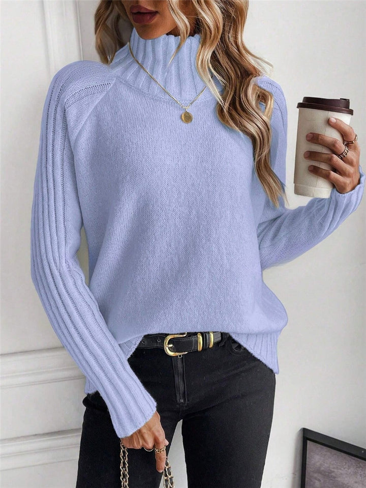 Damen Pullover mit modernem Stehkragen und strukturiertem Rippdesign Drune