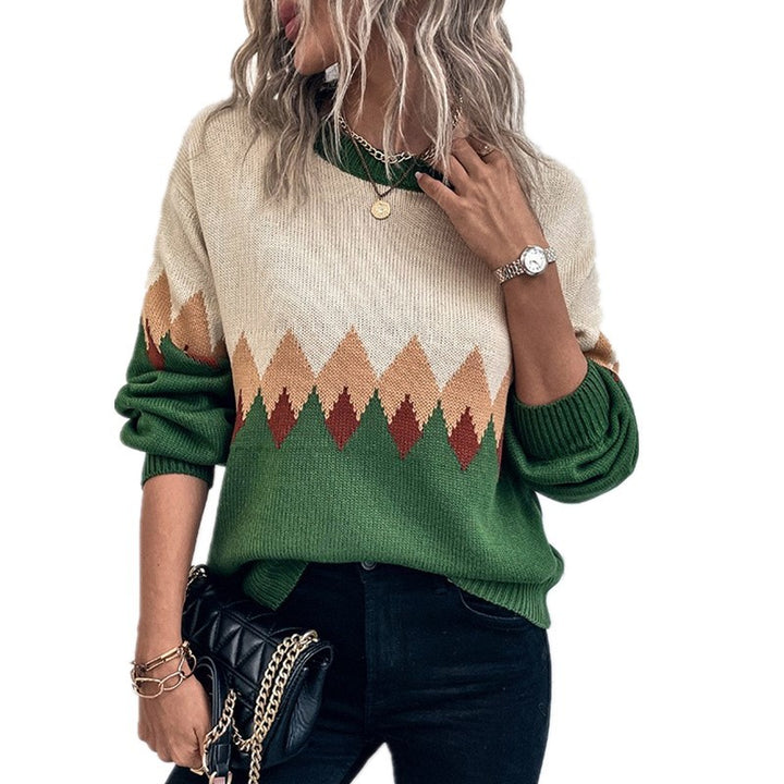 Damen Pullover mit trendigem Bergmotiv und komfortablem Rundhalsausschnitt Drune