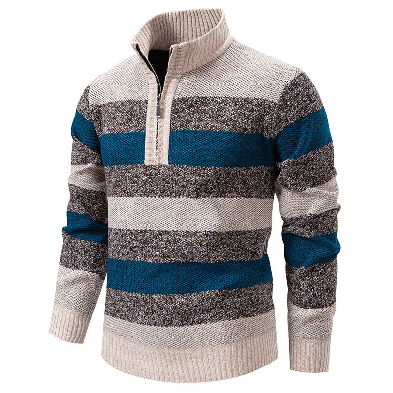 Herren lässiger Pullover mit modernem Stehkragen und Halbreißverschluss Drune
