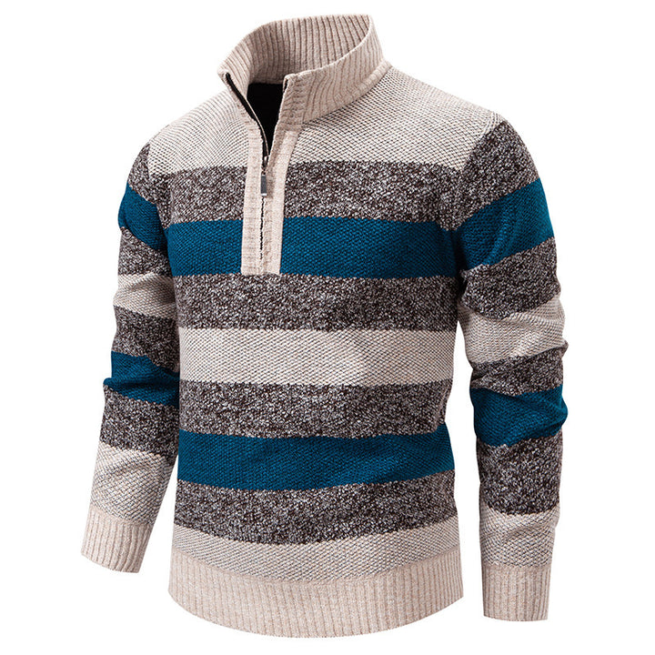 Herren lässiger Pullover mit modernem Stehkragen und Halbreißverschluss Drune