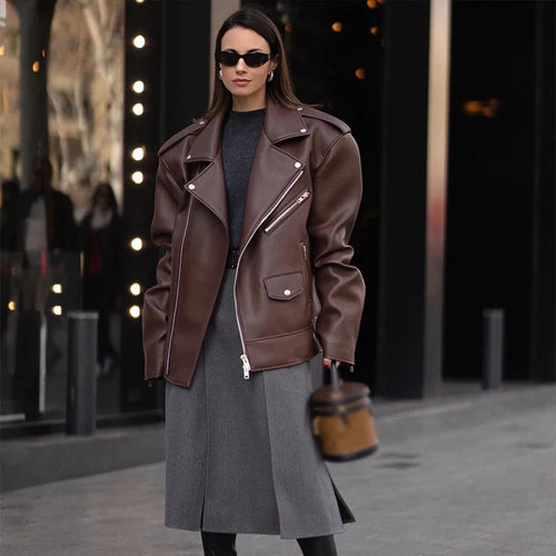 Damen Modische Bikerjacke mit oversize Schnitt und innovativen Details Drune