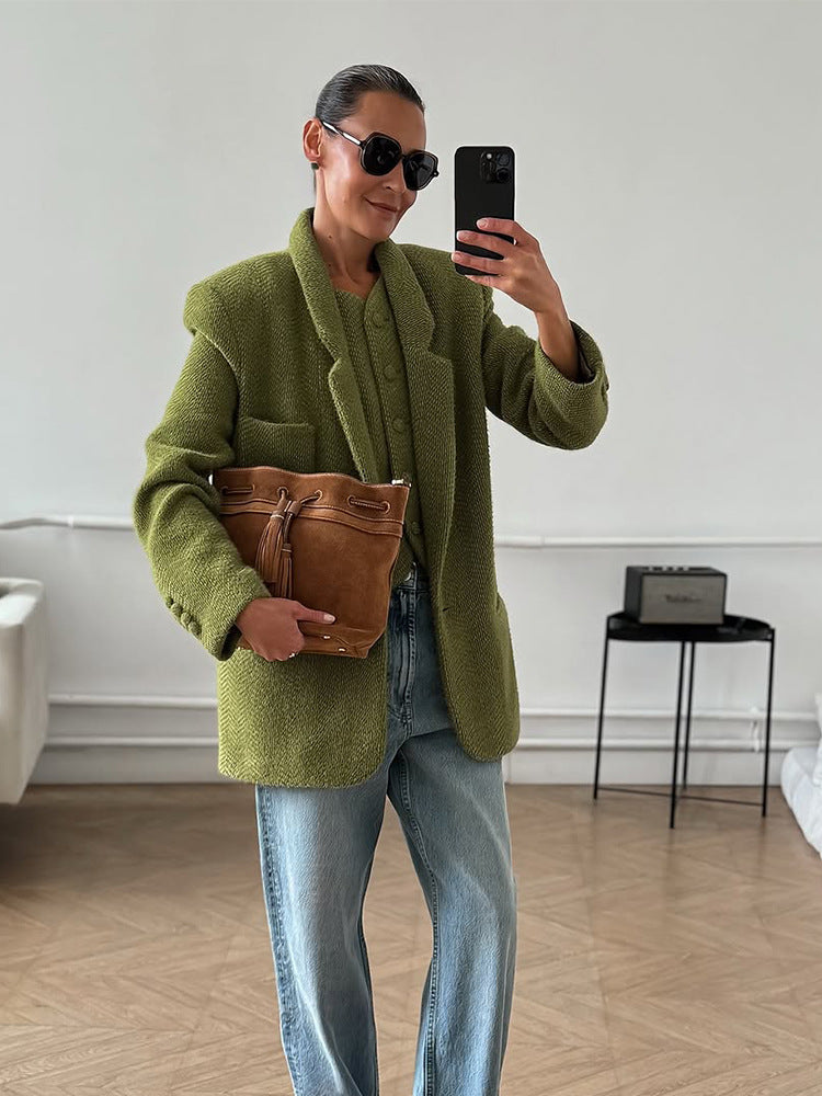 Damen lässiger Oversized Blazer aus hochwertigem Material Drune