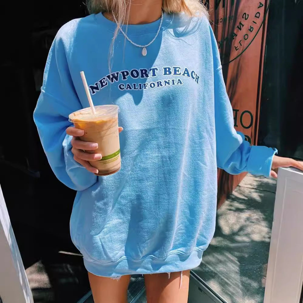 Damen lässiger Sweatshirt mit nostalgischem Schriftzug Drune