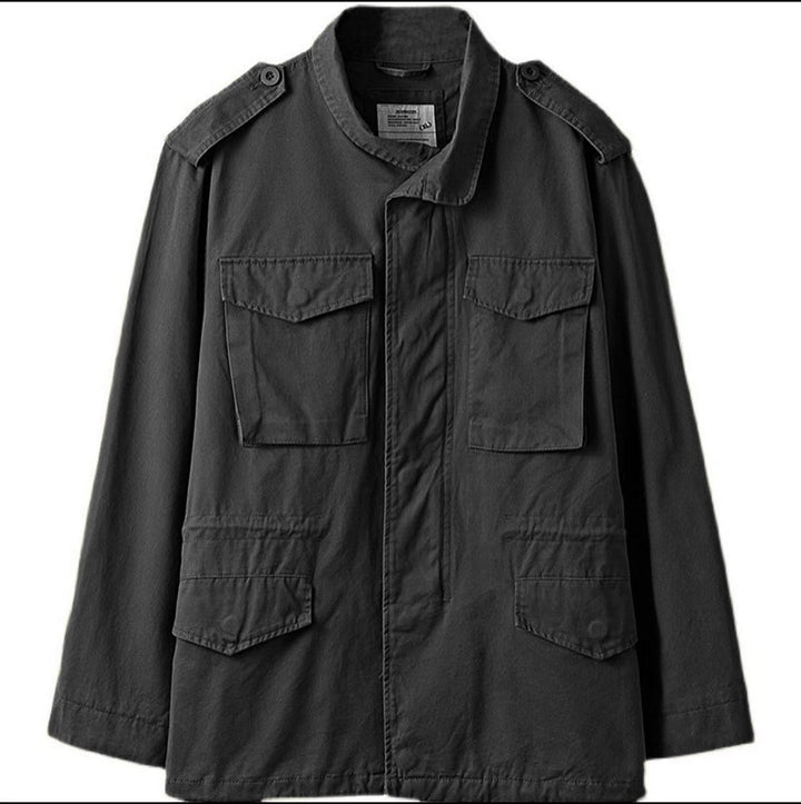 Herren nan leichte Baumwoll-Feldjacke mit aufgesetzten Taschen und Schulterklappen Drune