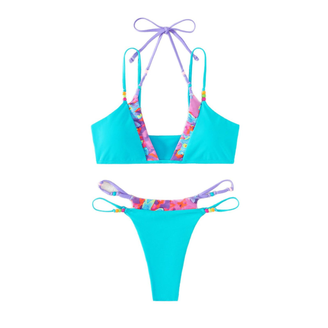 Damen verspielter Bikini mit buntem Floral-Design Drune