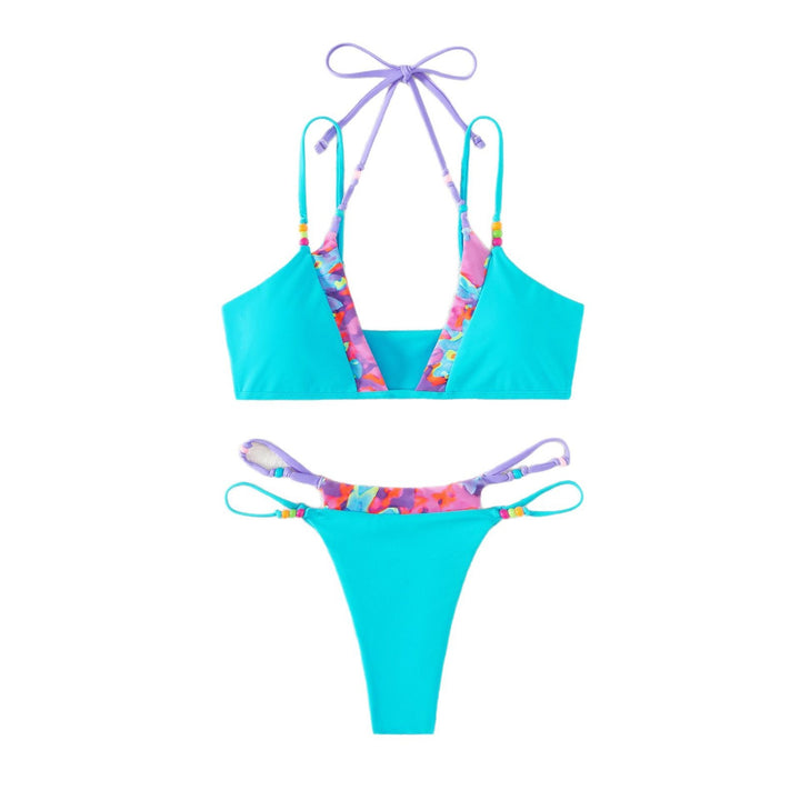 Damen verspielter Bikini mit buntem Floral-Design Drune