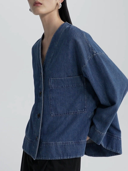 Damen lässiges Denim-Jacket-Hosen-Set mit Übergrößen Drune