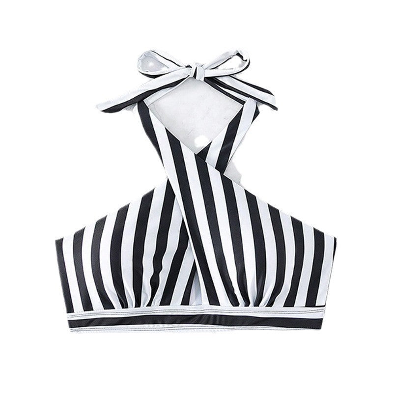 Damen Triangel-Bikini mit raffinierten Bindebändern und elegantem gestreiftem Design Drune