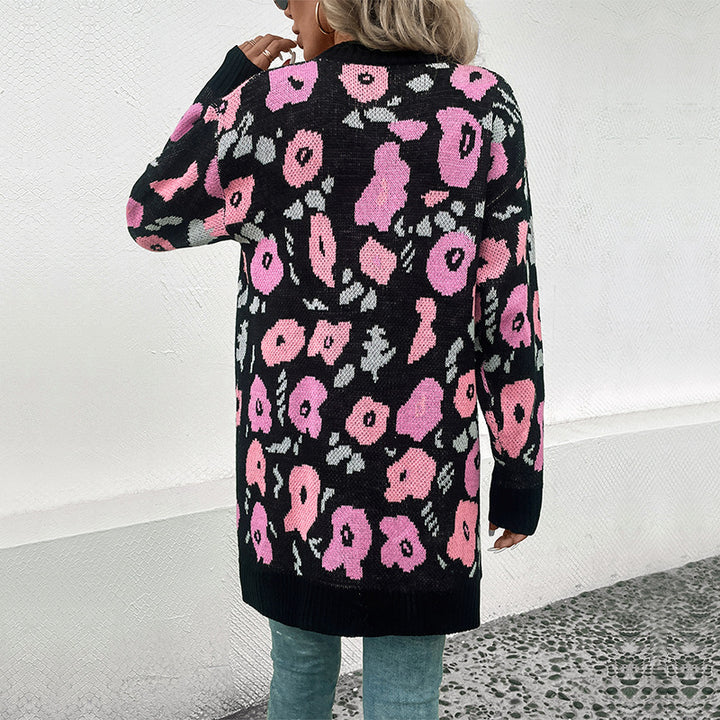 Damen Strickjacke mit floralem Muster und offenem Schnitt Drune