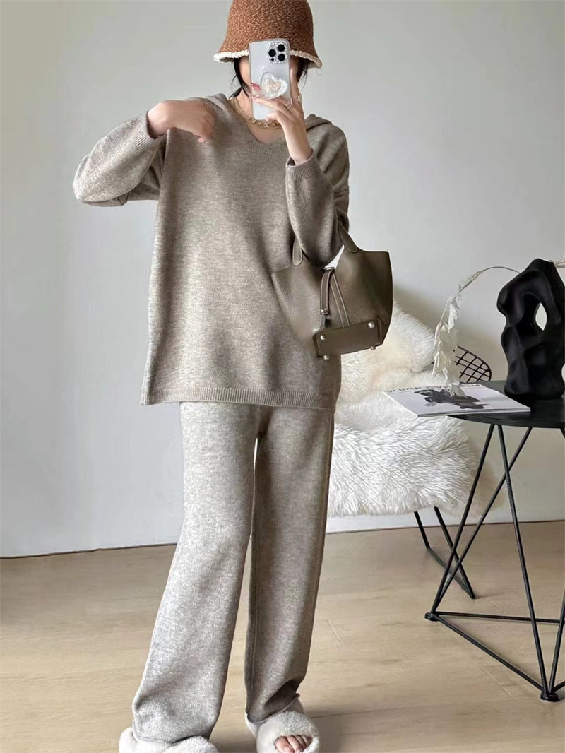 Damen lässiger Strickanzug mit weichem Material und entspannter Passform Drune