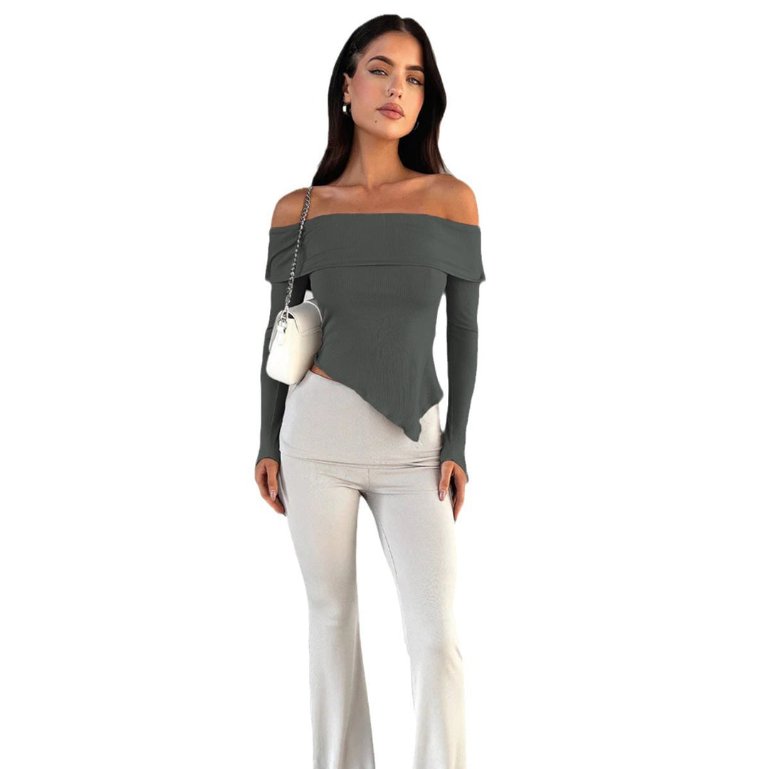 Damen Off-Shoulder Shirt mit eleganten Trompetenärmeln Drune