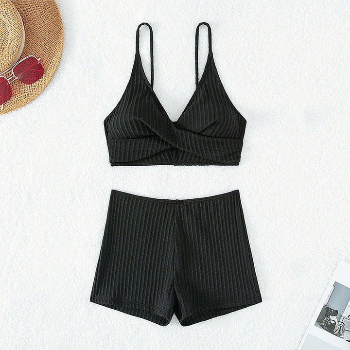 Damen Hochwertiges Zweiteiler Bikini-Set mit Wellenmuster Drune