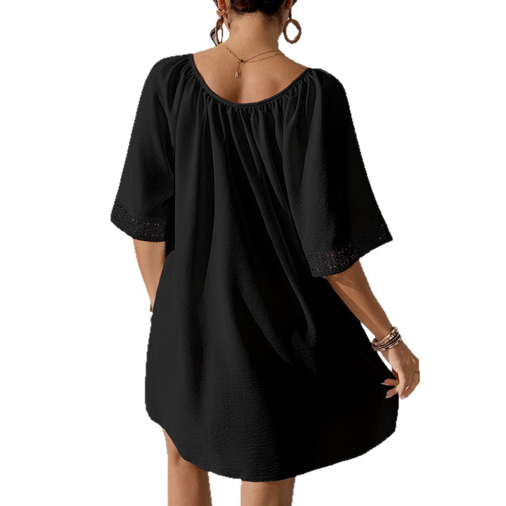 Damen luftiges Strandkleid mit verzierten Ärmeln Drune