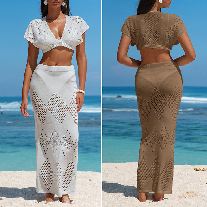 Damen Strickkleid mit offenen Mustern Drune