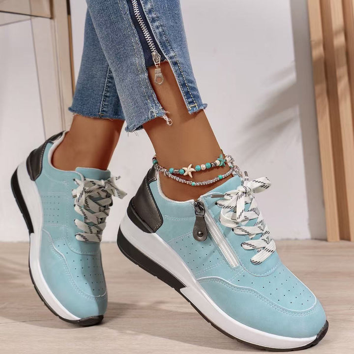 Damen Komfortable Sneakers mit modischem Reißverschluss und atmungsaktiver Sohle Drune