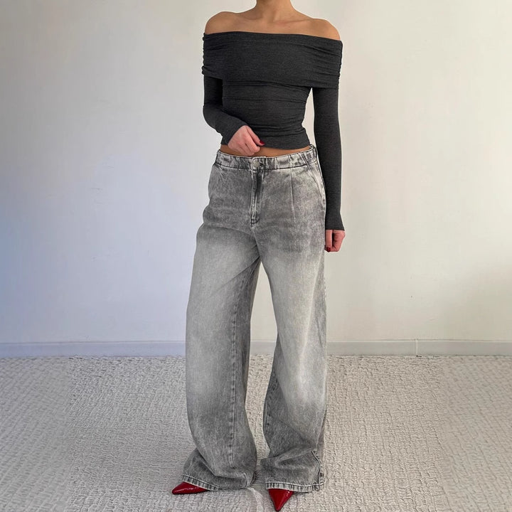 Damen Lässige Jeans mit weitem Schnitt Drune