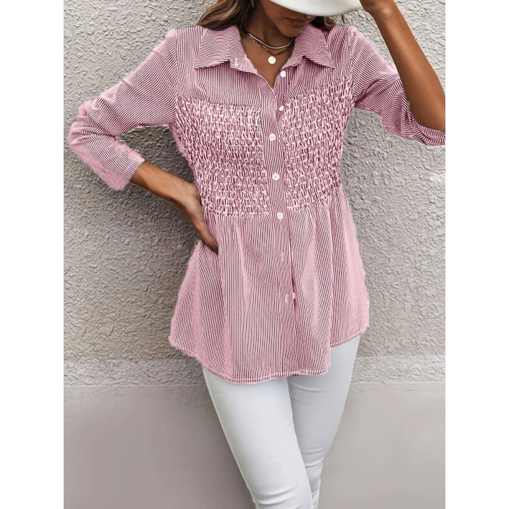 Damen Bluse mit eleganter Perlenverzierung und Rüschendetails Drune