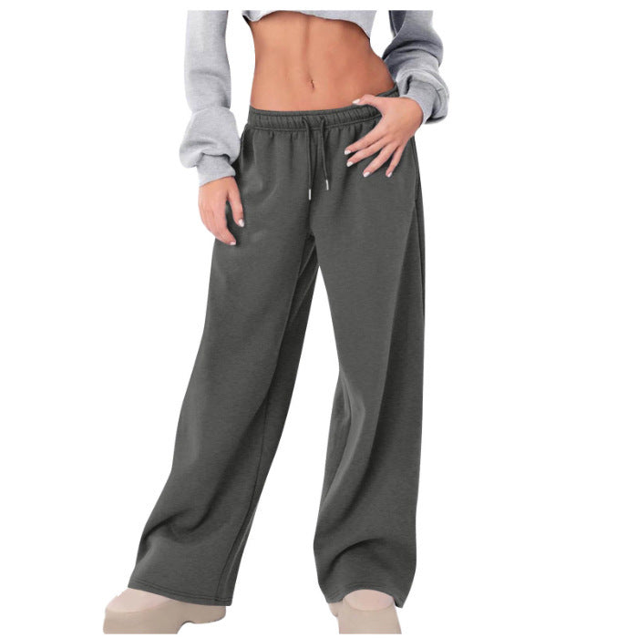 Damen nan weite High-Waist Relaxhose mit Kordelzug und verdeckten Seitentaschen Drune