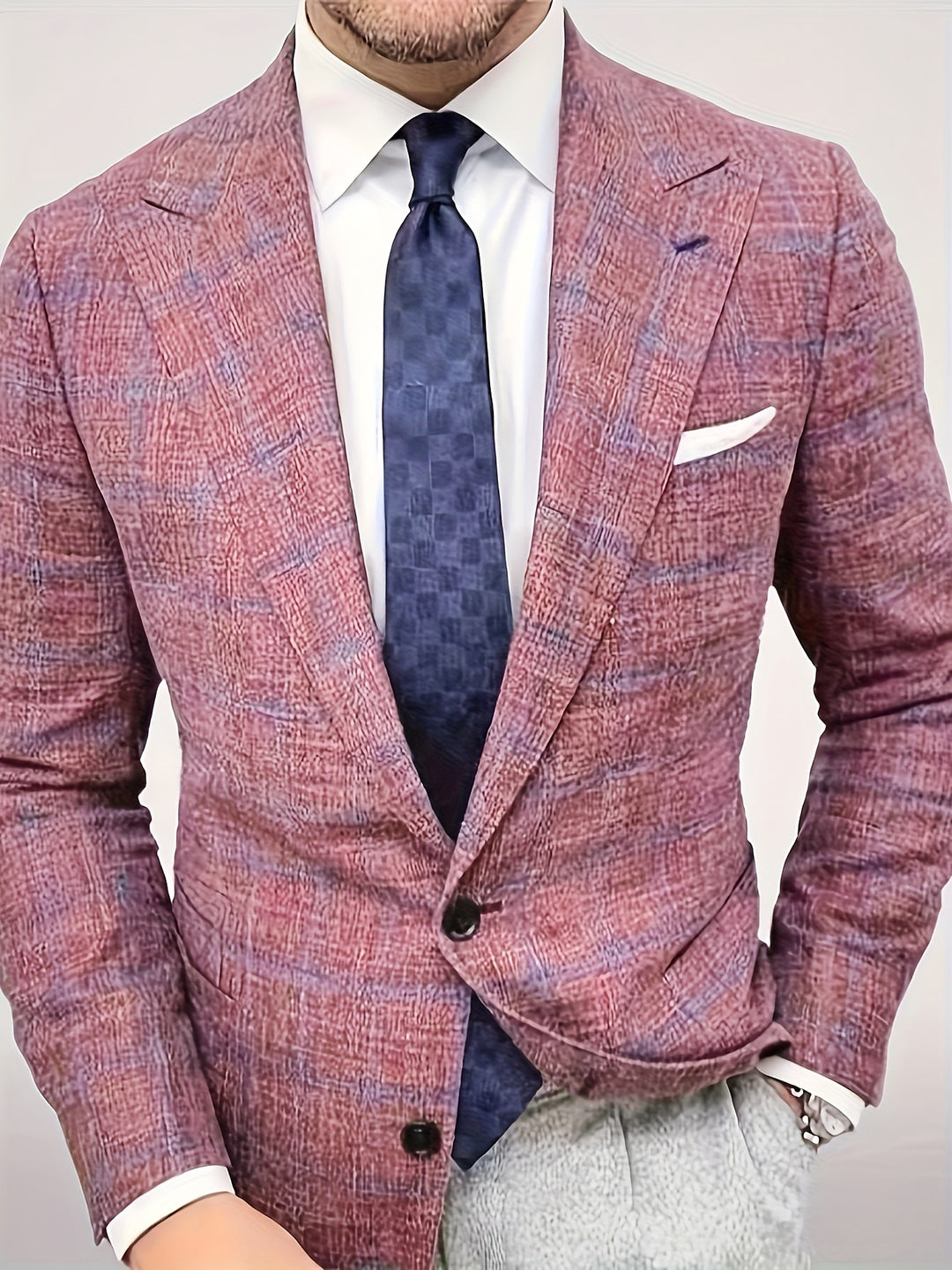 Herren eleganter kariert Blazer mit Hochwertiger Verarbeitung Drune