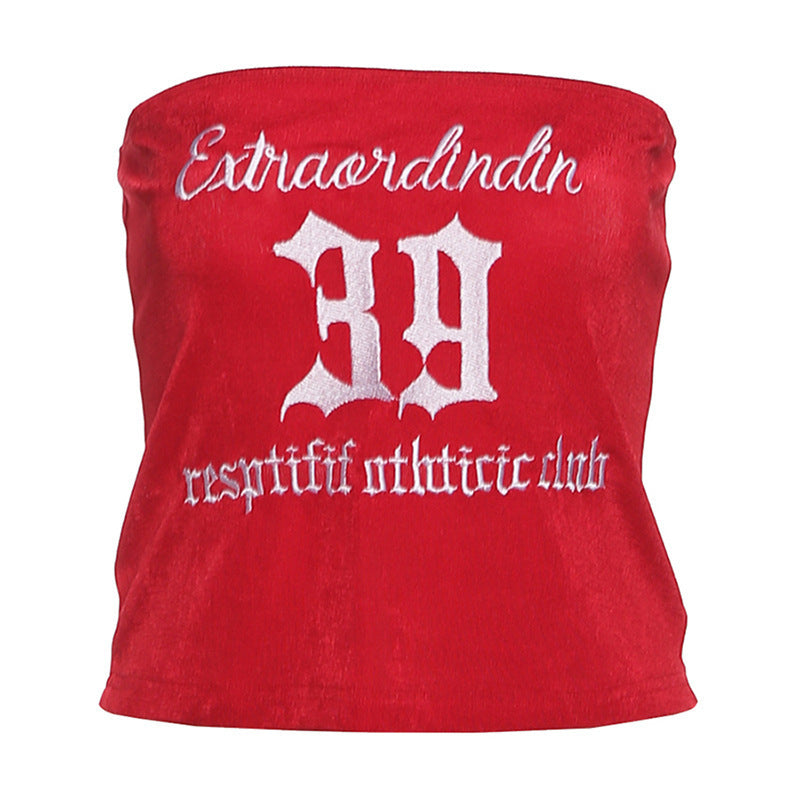 Damen Crop-Top mit kreativem Schriftzug Drune