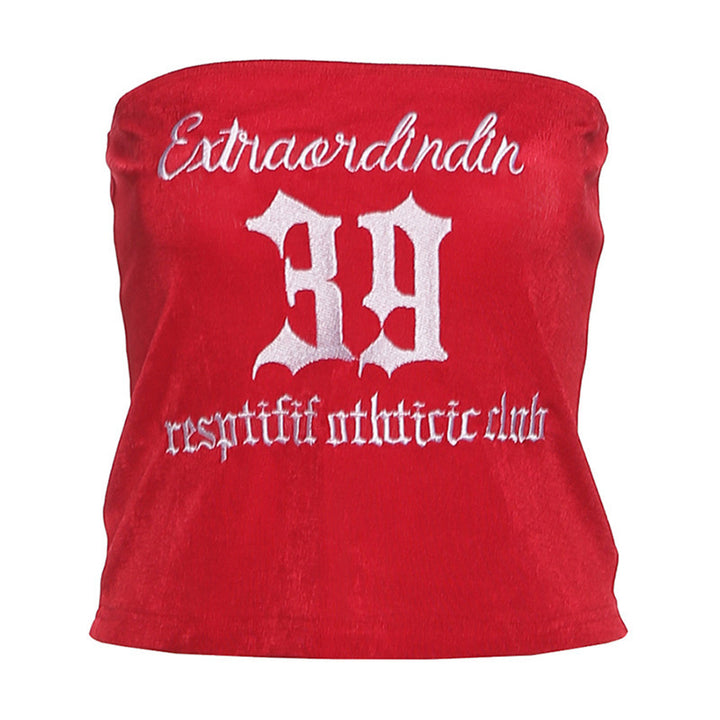 Damen Crop-Top mit kreativem Schriftzug Drune