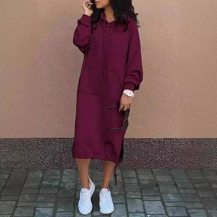 Damen Hoodie-Kleid mit seitlichen Eingrifftaschen und regulierbarem Saum Drune