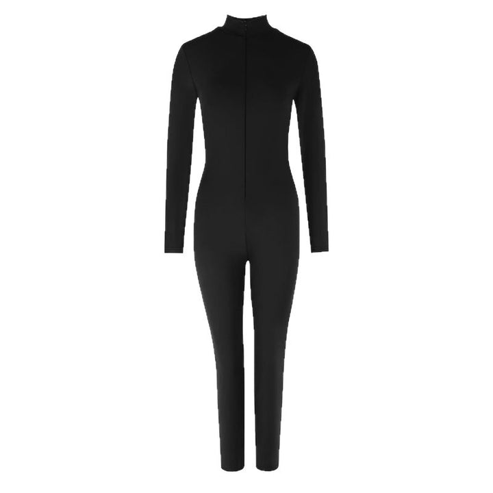Damen Langarm-Jumpsuit mit hohem Kragen und nahtlosem Design Drune