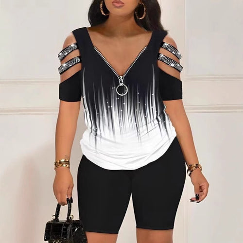 Damen Figurbetontes Oberteil mit schickem Reißverschluss und Cut-Out-Details Drune