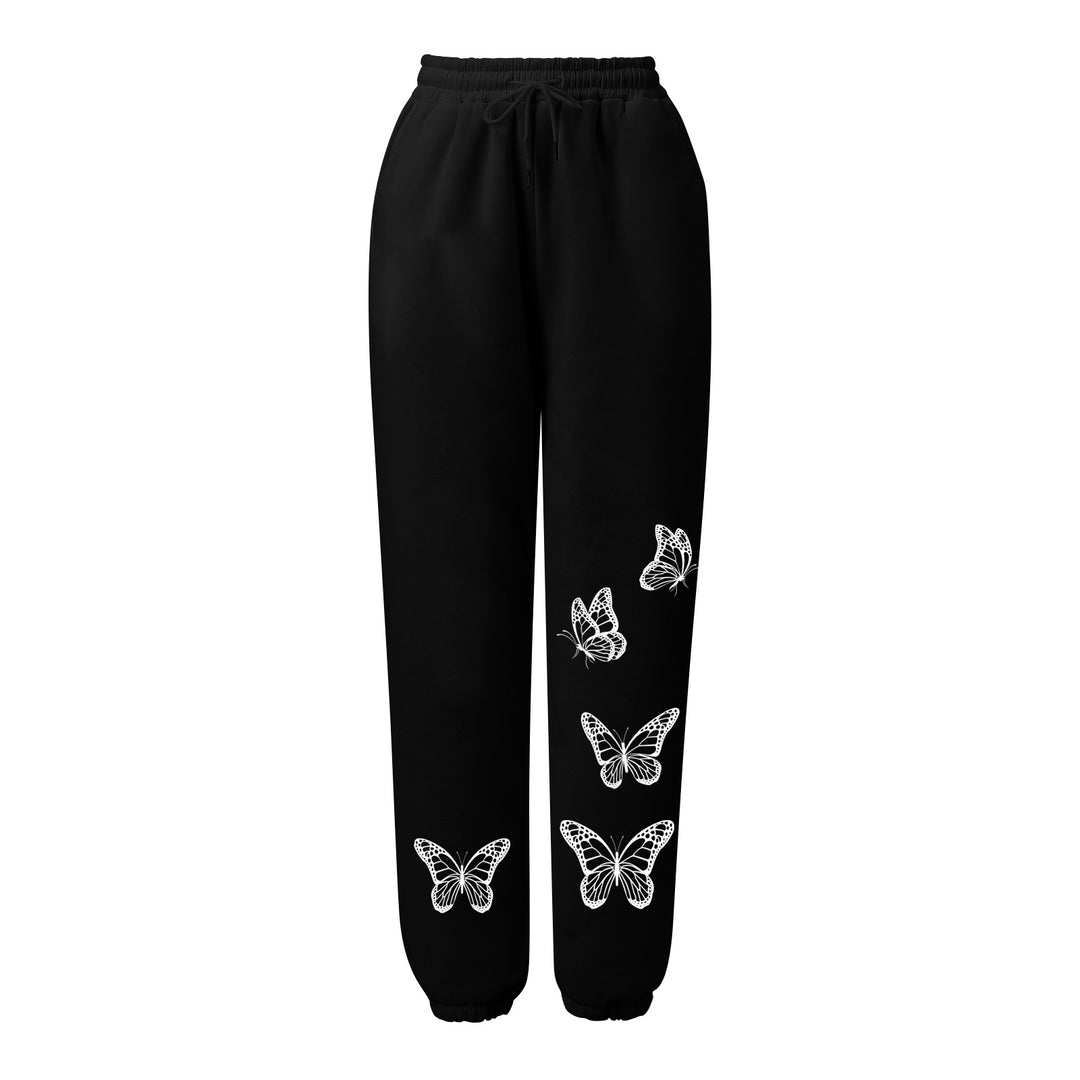 Damen Sportliche Freizeithose mit Schmetterlingsmotiv Drune