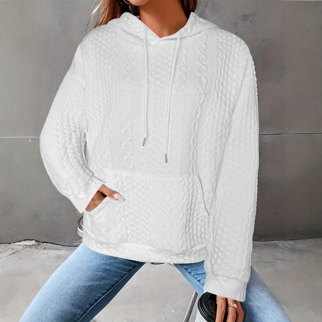 Damen Kuscheliger Strickpullover mit Kapuze und Details im Waffelmuster Drune