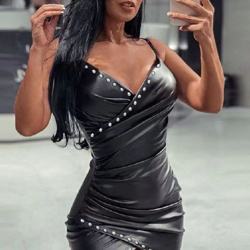 Damen figurbetontes Kleid mit dekorativen Druckknöpfen Drune