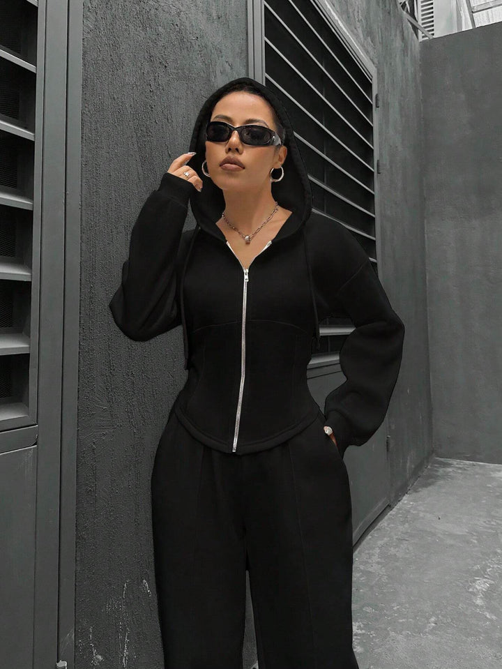 Damen modischer Zip-Hoodie mit tailliertem Schnitt Drune