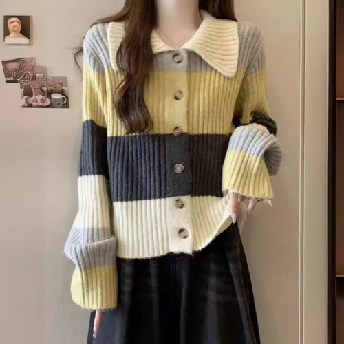 Damen Strickjacke mit breitem Rippdesign und oversized Schnitt Drune