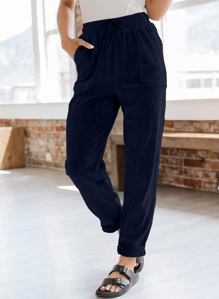 Damen lässige Cargohose mit elastischem Bund und praktischen Seitentaschen Drune