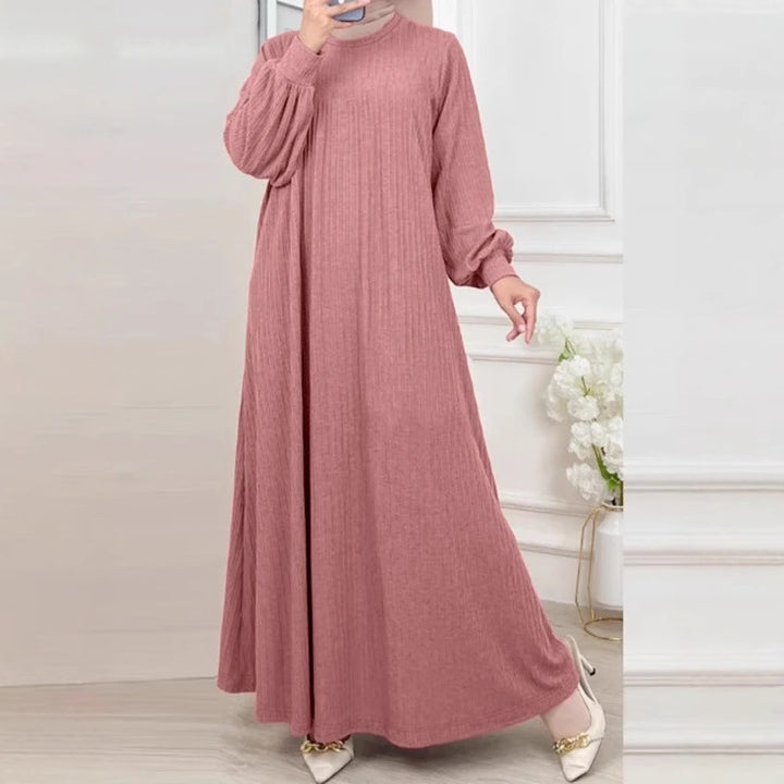 Damen Maxikleid mit elegantem Rippenmuster und lässigem Schnitt Drune