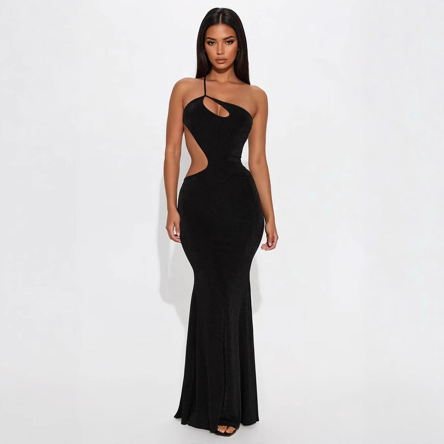 Damen figurbetontes Maxikleid mit tiefem Ausschnitt und Cut-Out-Details Drune