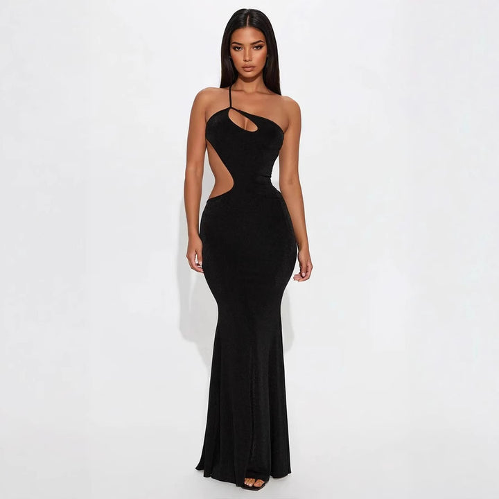 Damen figurbetontes Maxikleid mit tiefem Ausschnitt und Cut-Out-Details Drune
